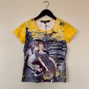 miss sixty vintage retro style graphic top made in usa sz m